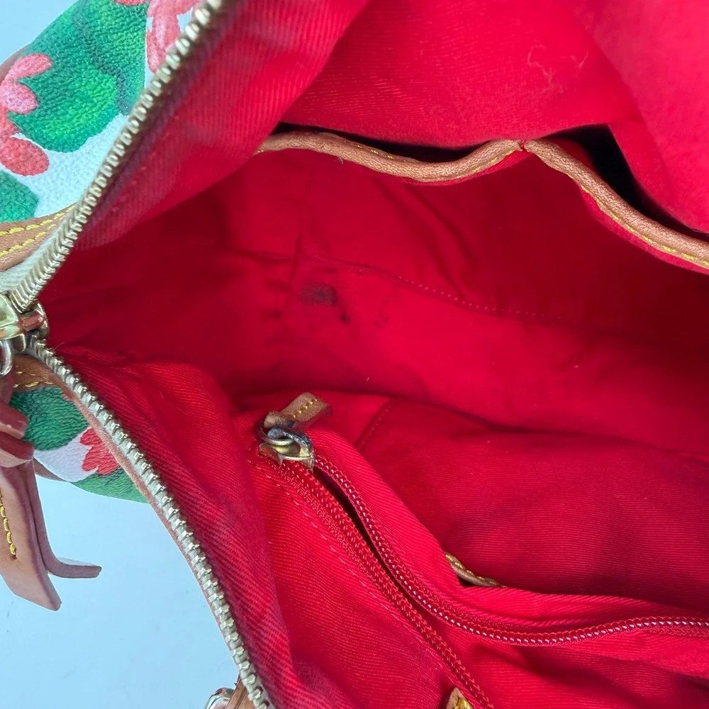 Dooney & Bourke Geranium Floral Satchel Bag Coated Canvas FLAWS